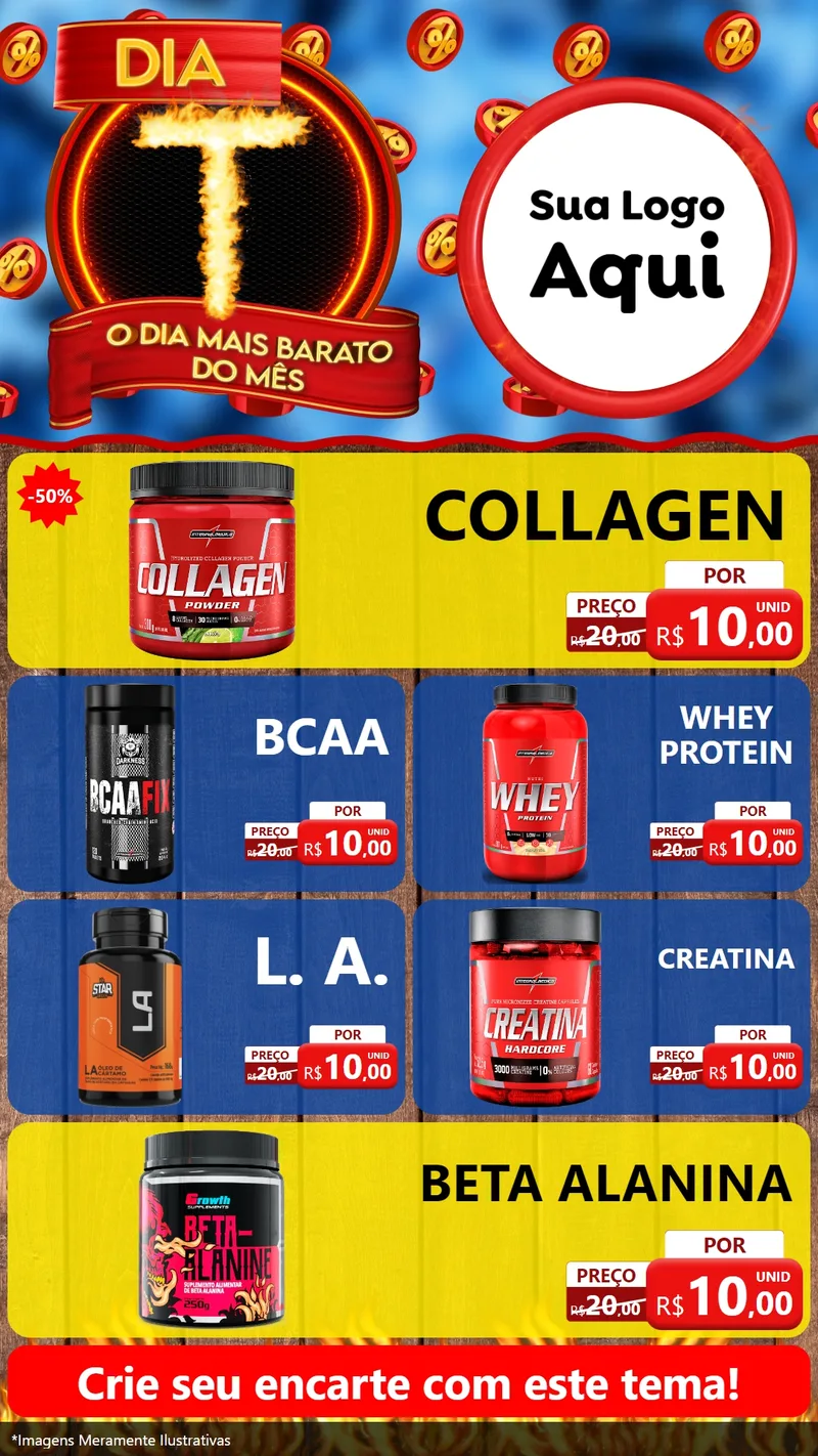 Modelo de TV para TV Vertical com o tema Dia T - O Dia Mais Barato Do Mês para Suplementos alimentares