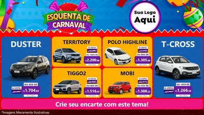 Modelo de TV para TV Horizontal com o tema Esquenta de Carnaval para Concessionaria de Carros
