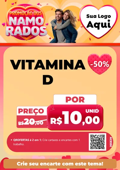 Modelo de Cartaz para Cartaz A4 Vertical com o tema Promoção dos Namorados para Farmácia