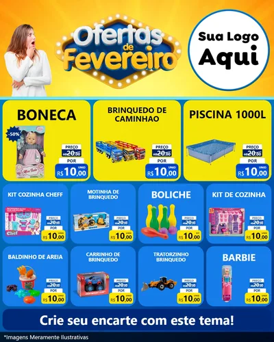 Modelo de Rede Social para Feed Instagram com o tema Ofertas de Fevereiro para Brinquedos
