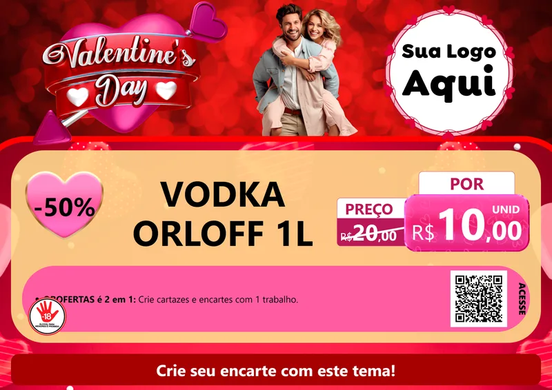 Modelo de Cartaz para Cartaz A4 Horizontal com o tema Valentine's Day para Distribuidora de bebidas