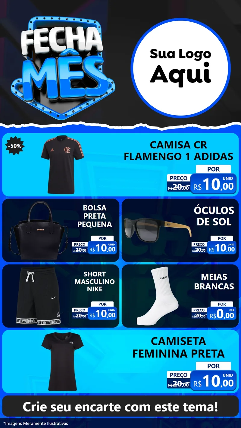 Modelo de TV para TV Vertical com o tema Fecha Mês para Roupas e acessórios