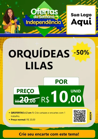 Modelo de Cartaz para Cartaz A4 Vertical com o tema Ofertas da Semana da Independência para Floricultura e jardim