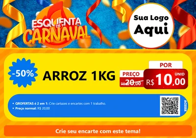 Modelo de Cartaz para Cartaz A4 Horizontal com o tema Esquenta de Carnaval para Supermercado