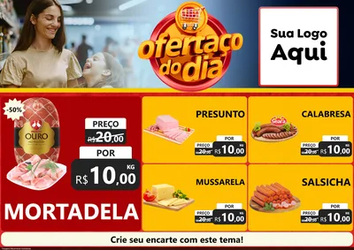 Modelo de Encarte para Encarte A4 Horizontal com o tema Ofertaço Do Dia para Frios e Laticínios