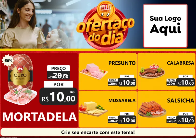Modelo de Encarte para Encarte A4 Horizontal com o tema Ofertaço Do Dia para Frios e Laticínios