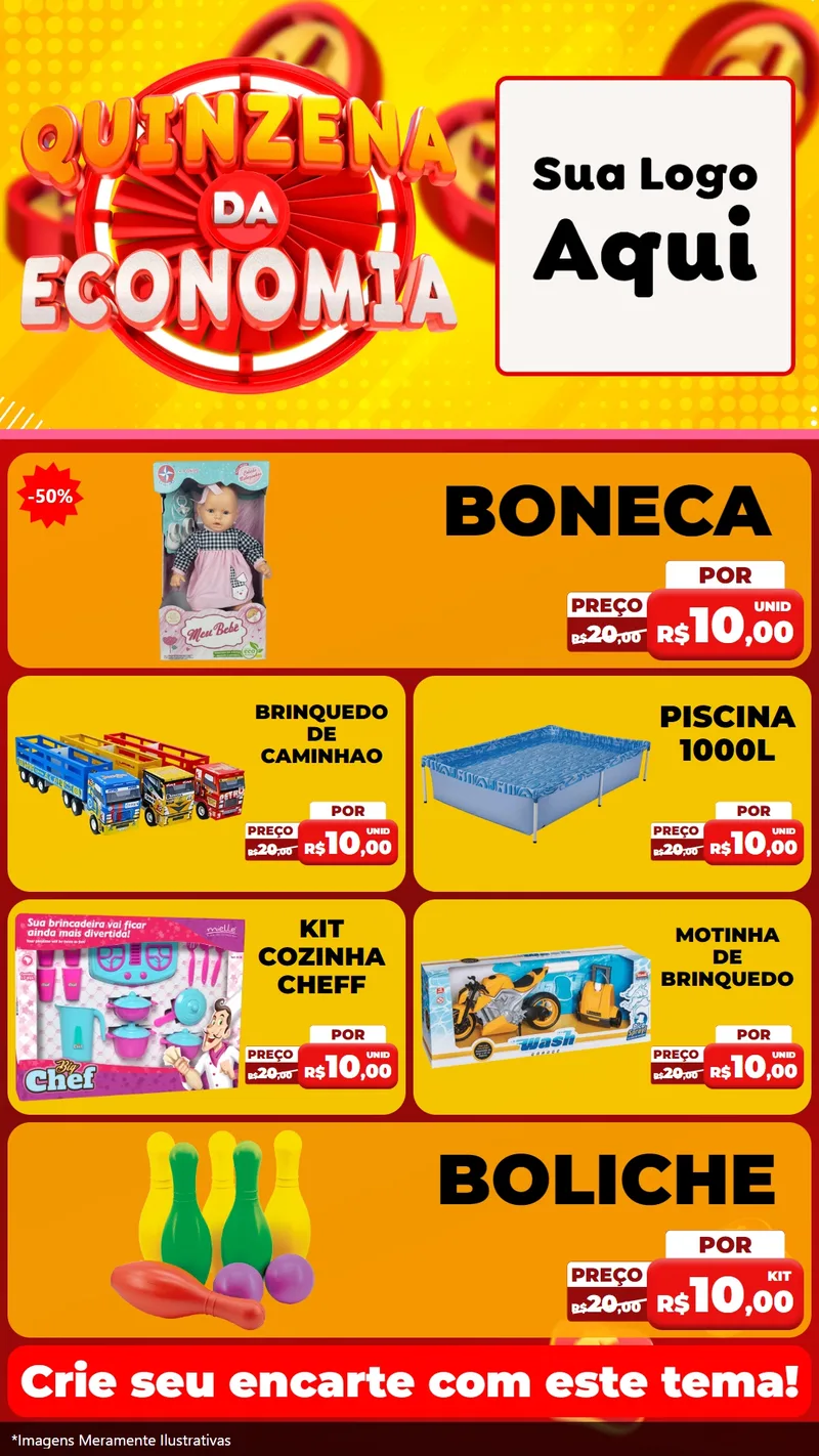 Modelo de TV para TV Vertical com o tema Quinzena Da Economia para Brinquedos