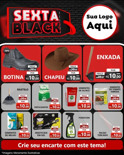Modelo de Rede Social para Feed Instagram com o tema Sexta Black para Agropecuária