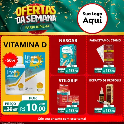 Modelo de Rede Social para Feed Facebook com o tema Ofertas da Semana Farroupilha para Farmácia