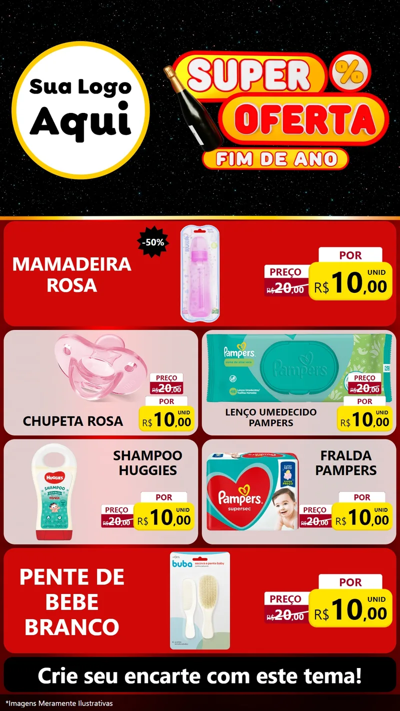 Modelo de TV para TV Vertical com o tema Super Oferta Fim de Ano para Bebês