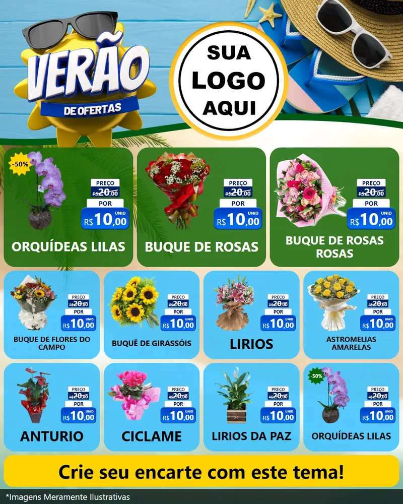 Modelo de Rede Social para Feed Instagram com o tema Verão de Ofertas para Floricultura e jardim