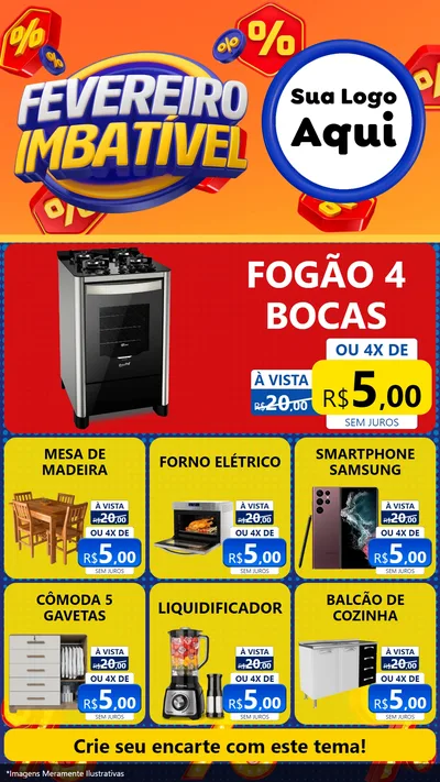 Modelo de Rede Social para Stories com o tema Fevereiro Imbatível para Móveis e Eletro