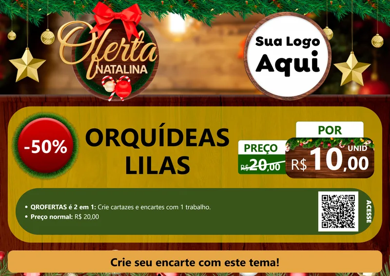 Modelo de Cartaz para Cartaz A4 Horizontal com o tema Ofertas Natalina para Floricultura e jardim