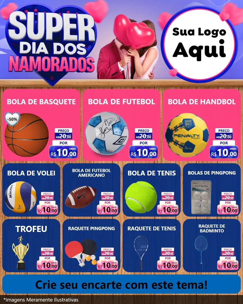 Modelo de Rede Social para Feed Instagram com o tema Super Dia dos Namorados para Artigos Esportivos