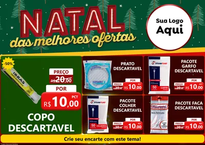 Modelo de Encarte para Encarte A4 Horizontal com o tema Natal das Melhores Ofertas para Embalagens