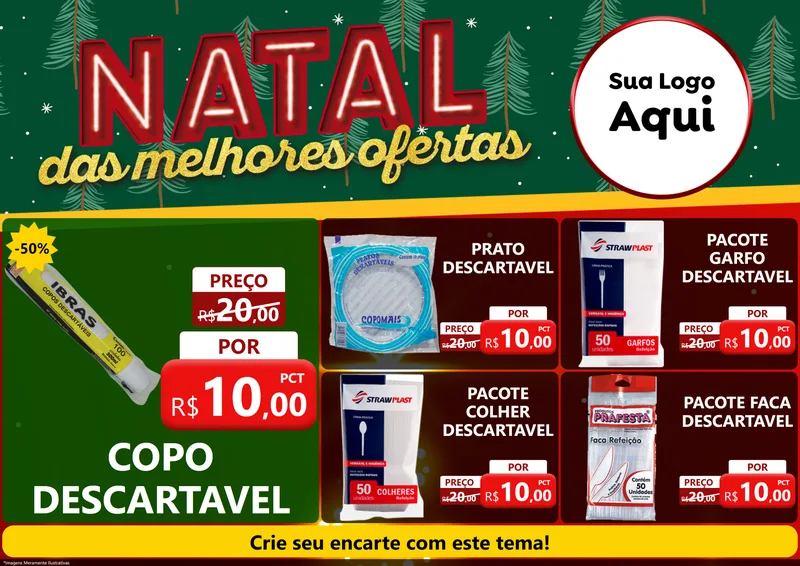 Modelo de Encarte para Encarte A4 Horizontal com o tema Natal das Melhores Ofertas para Embalagens