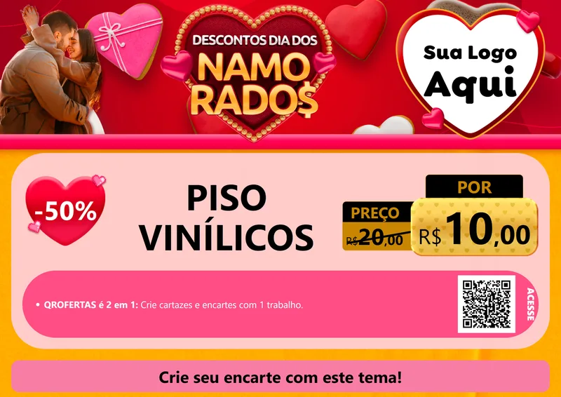 Modelo de Cartaz para Cartaz A4 Horizontal com o tema Descontos Dia dos Namorados para Material para Construção