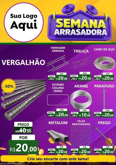 Modelo de Encarte para Encarte A4 Vertical com o tema Semana Arrasadora para Ferragens