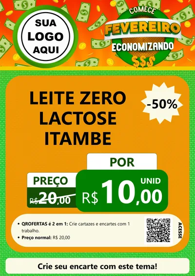 Modelo de Cartaz para Cartaz A4 Vertical com o tema Comece Fevereiro Economizando para Frios e Laticínios