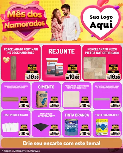 Modelo de Rede Social para Feed Instagram com o tema Mês dos Namorados para Pisos e revestimentos