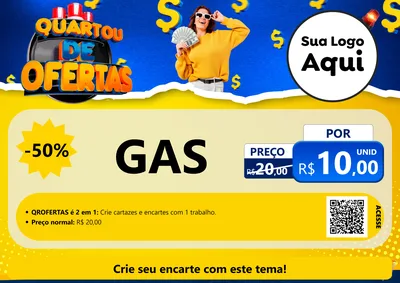 Modelo de Cartaz para Cartaz A4 Horizontal com o tema Quartou de Ofertas para Água e gás