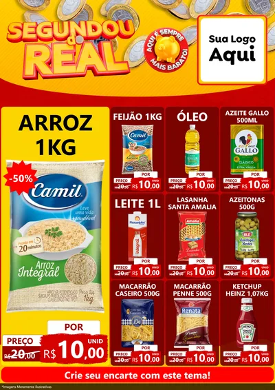 Modelo de Encarte para Encarte A4 Vertical com o tema Segundou do Real para Supermercado