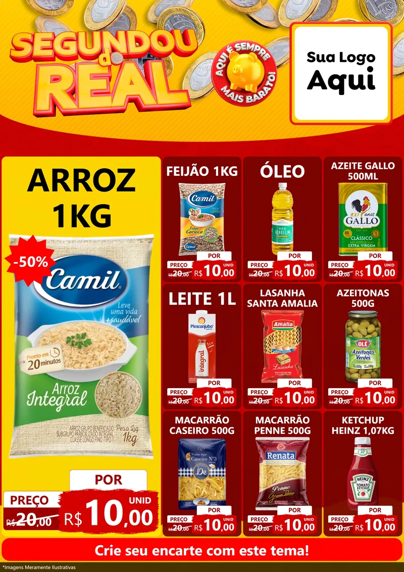 Modelo de Encarte para Encarte A4 Vertical com o tema Segundou do Real para Supermercado