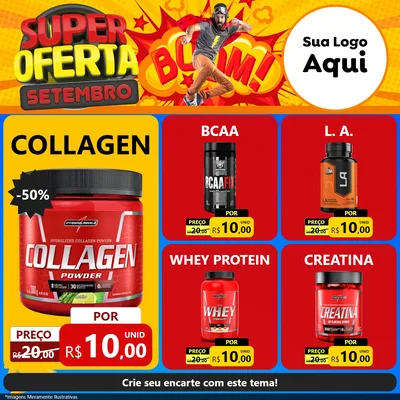 Modelo de Rede Social para Feed Facebook com o tema Super Oferta Setembro para Suplementos alimentares