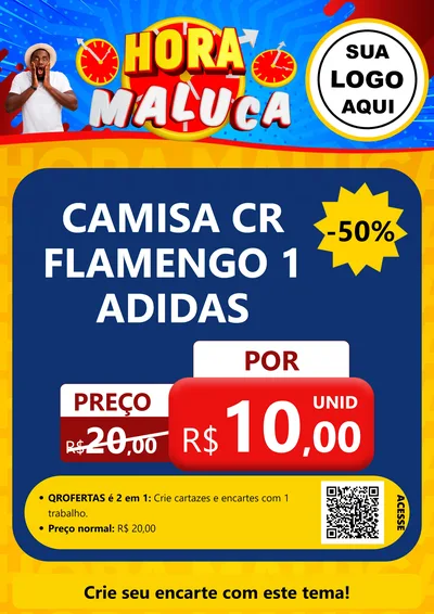 Modelo de Cartaz para Cartaz A4 Vertical com o tema Hora Maluca para Roupas e acessórios