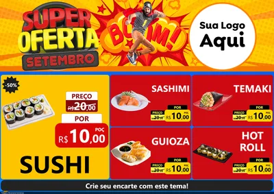 Modelo de Encarte para Encarte A4 Horizontal com o tema Super Oferta Setembro para Comida japonesa