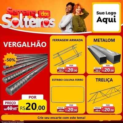 Modelo de Rede Social para Feed Facebook com o tema Semana dos Solteiros para Ferragens