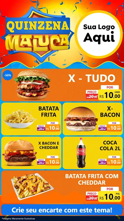 Modelo de TV para TV Vertical com o tema Quinzena Maluca para Hamburgueria