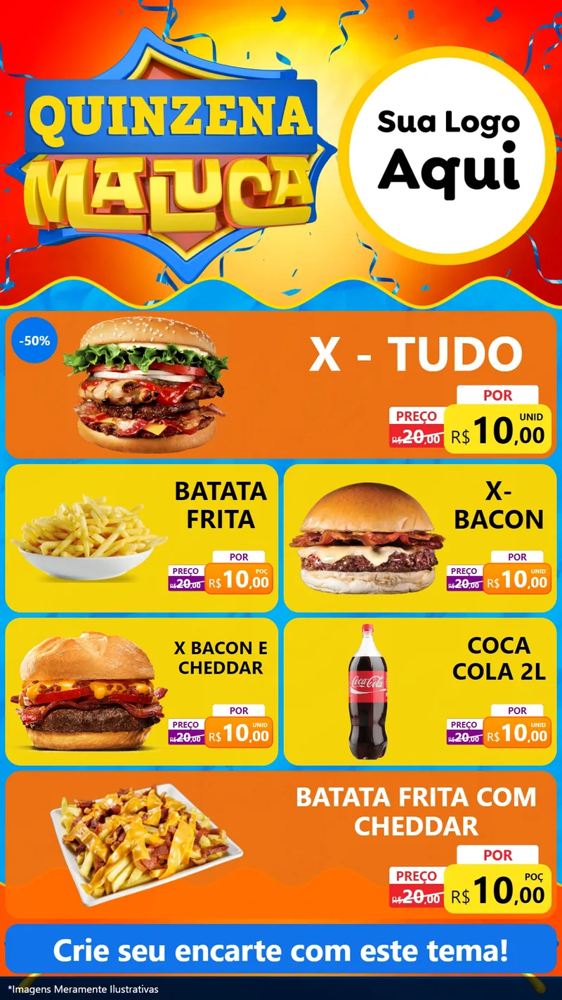 Modelo de TV para TV Vertical com o tema Quinzena Maluca para Hamburgueria