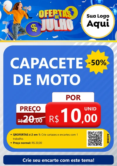 Modelo de Cartaz para Cartaz A4 Vertical com o tema Ofertas de Julho para Moto peças