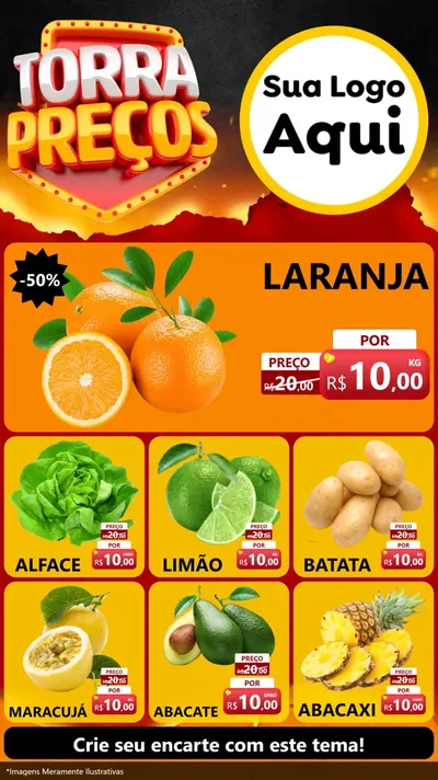 Modelo de Rede Social para Stories com o tema Torra Preços para Hortifrúti