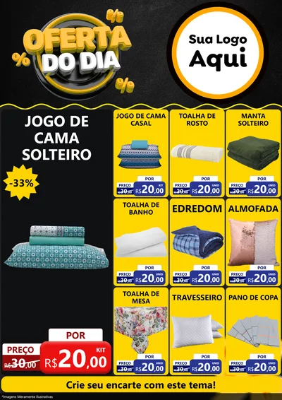 Modelo de Encarte para Encarte A4 Vertical com o tema Oferta Do Dia para Cama, Mesa e Banho