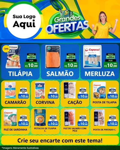Modelo de Rede Social para Feed Instagram com o tema Grandes Ofertas para Peixaria