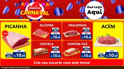 Modelo de TV para TV Horizontal com o tema Esquenta de Carnaval para Açougue