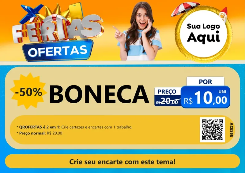 Modelo de Cartaz para Cartaz A4 Horizontal com o tema Ofertas - Férias para Brinquedos
