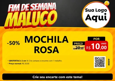 Modelo de Cartaz para Cartaz A4 Horizontal com o tema Final de Semana Maluco para Papelaria