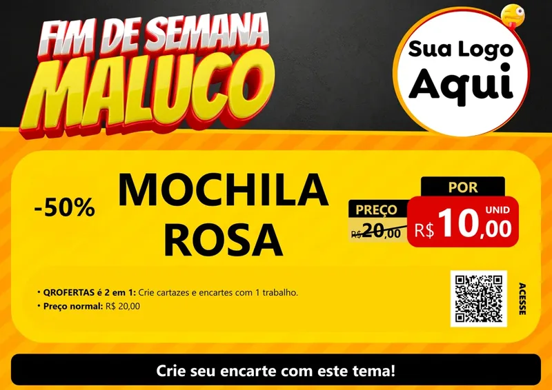 Modelo de Cartaz para Cartaz A4 Horizontal com o tema Final de Semana Maluco para Papelaria