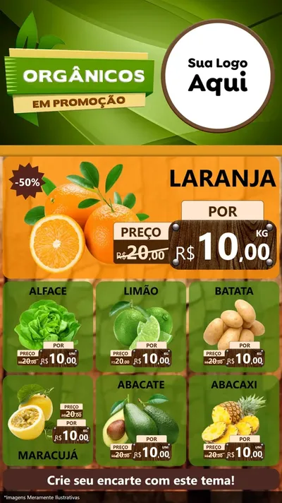 Modelo de Rede Social para Stories com o tema Orgânicos em Promoção para Hortifrúti