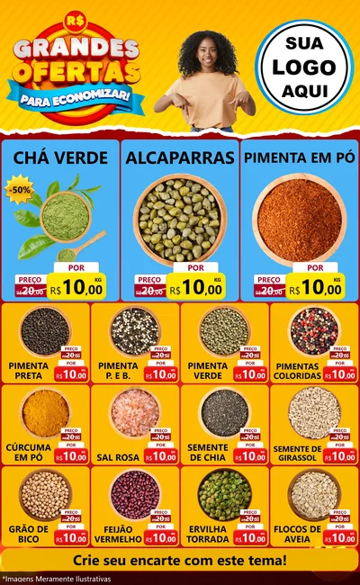 Modelo de Encarte para Encarte Grande com o tema Grandes Ofertas Para Economizar! para Produtos Naturais