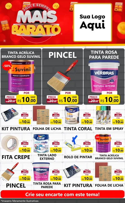 Modelo de Encarte para Encarte Grande com o tema Mais Barato para Tintas e Ferramentas
