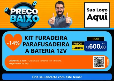 Modelo de Cartaz para Cartaz A4 Horizontal com o tema Preço Baixo para Maquinas e Ferramentas
