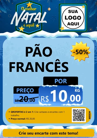 Modelo de Cartaz para Cartaz A4 Vertical com o tema O Melhor Natal É Aqui! para Padaria