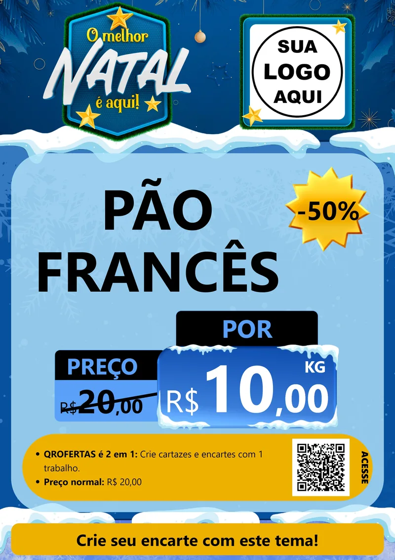 Modelo de Cartaz para Cartaz A4 Vertical com o tema O Melhor Natal É Aqui! para Padaria