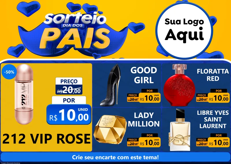 Modelo de Encarte para Encarte A4 Horizontal com o tema Sorteio Dia dos Pais para Perfumes