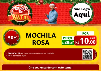 Modelo de Cartaz para Cartaz A4 Horizontal com o tema Promoção de Natal para Papelaria