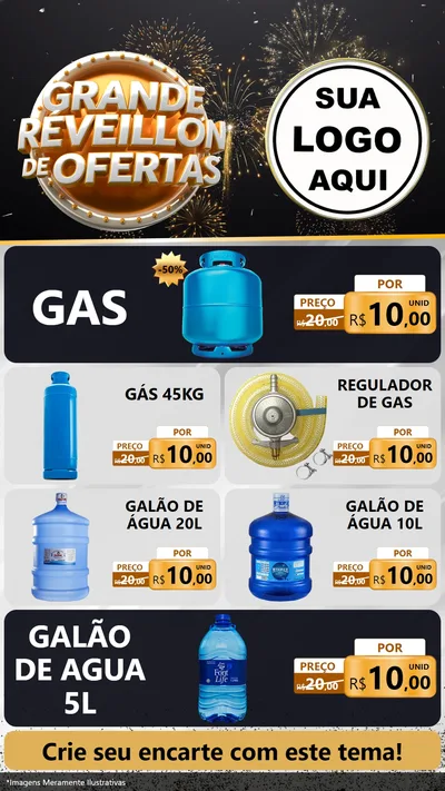 Modelo de TV para TV Vertical com o tema Grande Réveillon de Ofertas para Água e gás